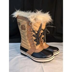 Sorel Boots Tofino II Tall Winter Waterproof, Tan Lace Up Size 2 Brand New